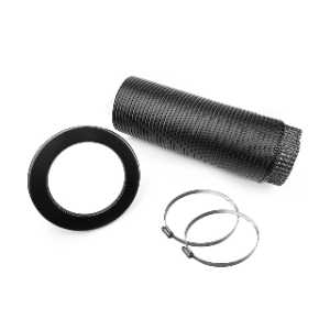 Aluflex Set DN 150 mm Schwarz, Aluflexrohr 1,5 m inkl. Rosette und Schellen