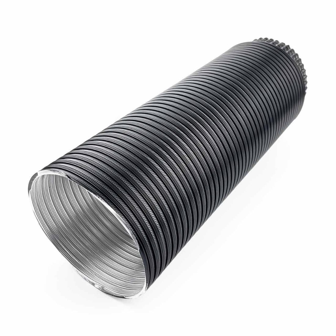 Aluflex Set DN 100 mm Schwarz, Aluflexrohr 1,5 m inkl. Rosette und Schellen – Image 3