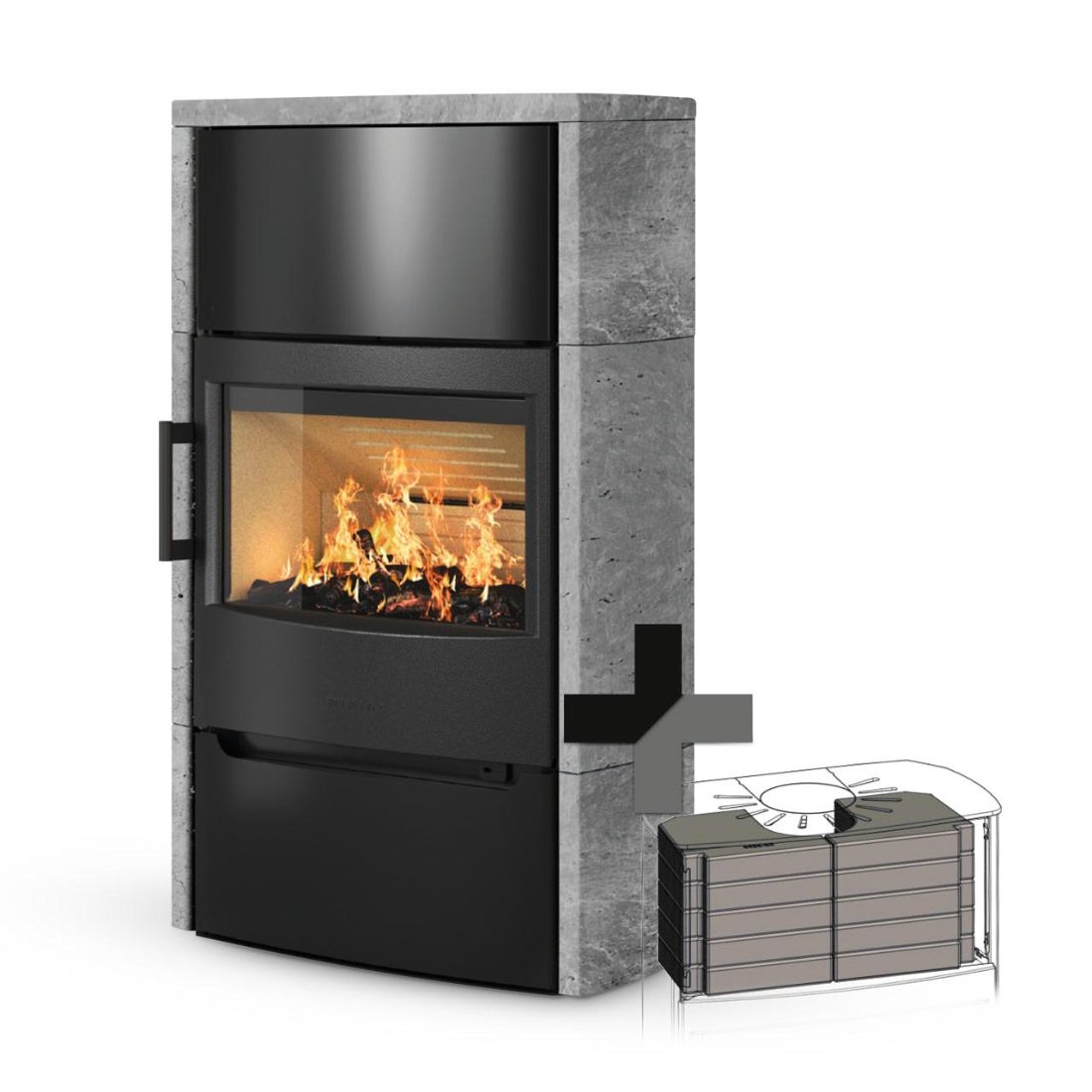 Kaminofen Wiking Maxi 6 mit Tür Naturstein Grau – Image 2