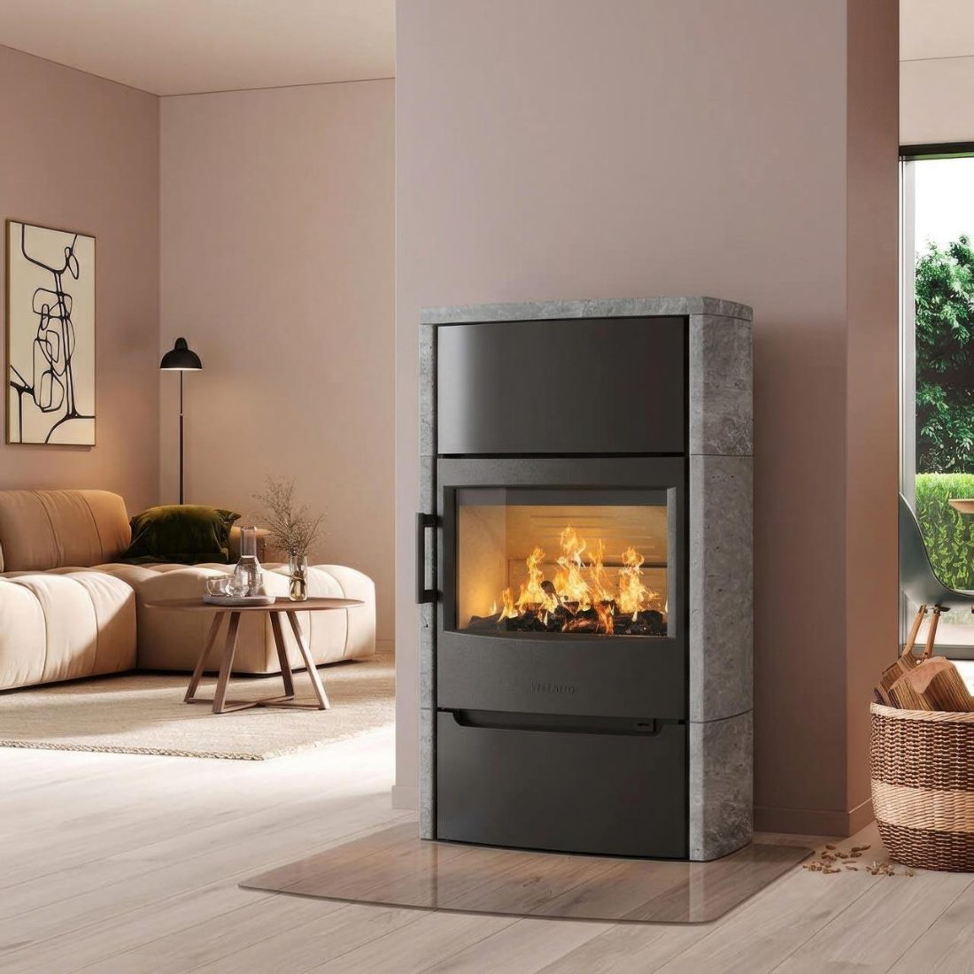 Kaminofen Wiking Maxi 6 mit Tür Naturstein Grau – Image 4