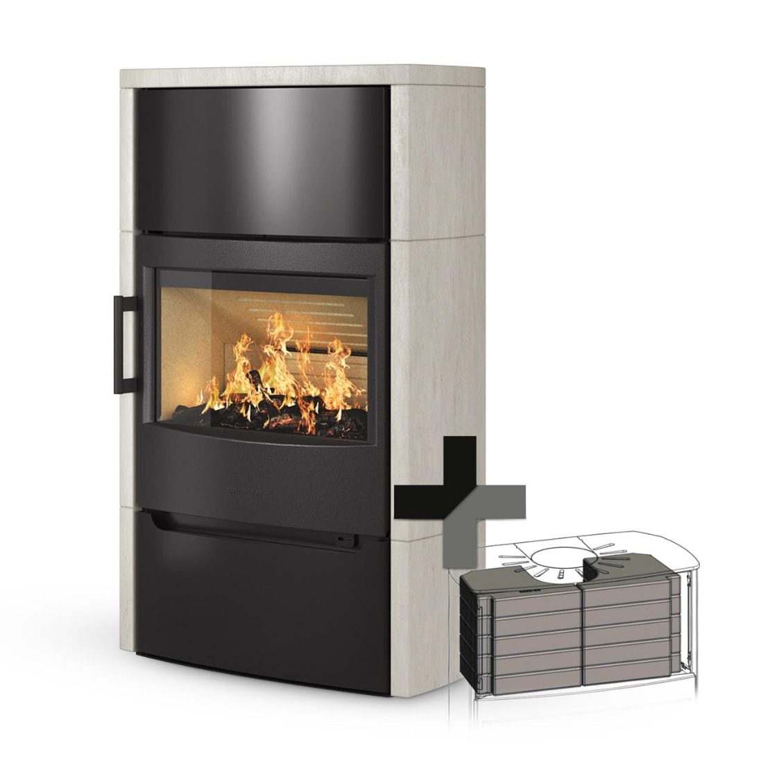 Kaminofen Wiking Maxi 6 mit Tür Naturstein Weiß – Image 2