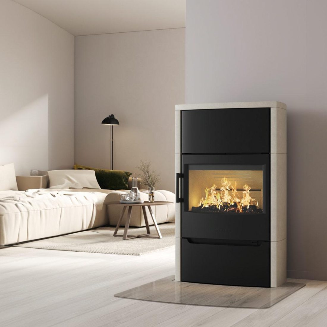Kaminofen Wiking Maxi 6 mit Tür Naturstein Weiß – Image 6