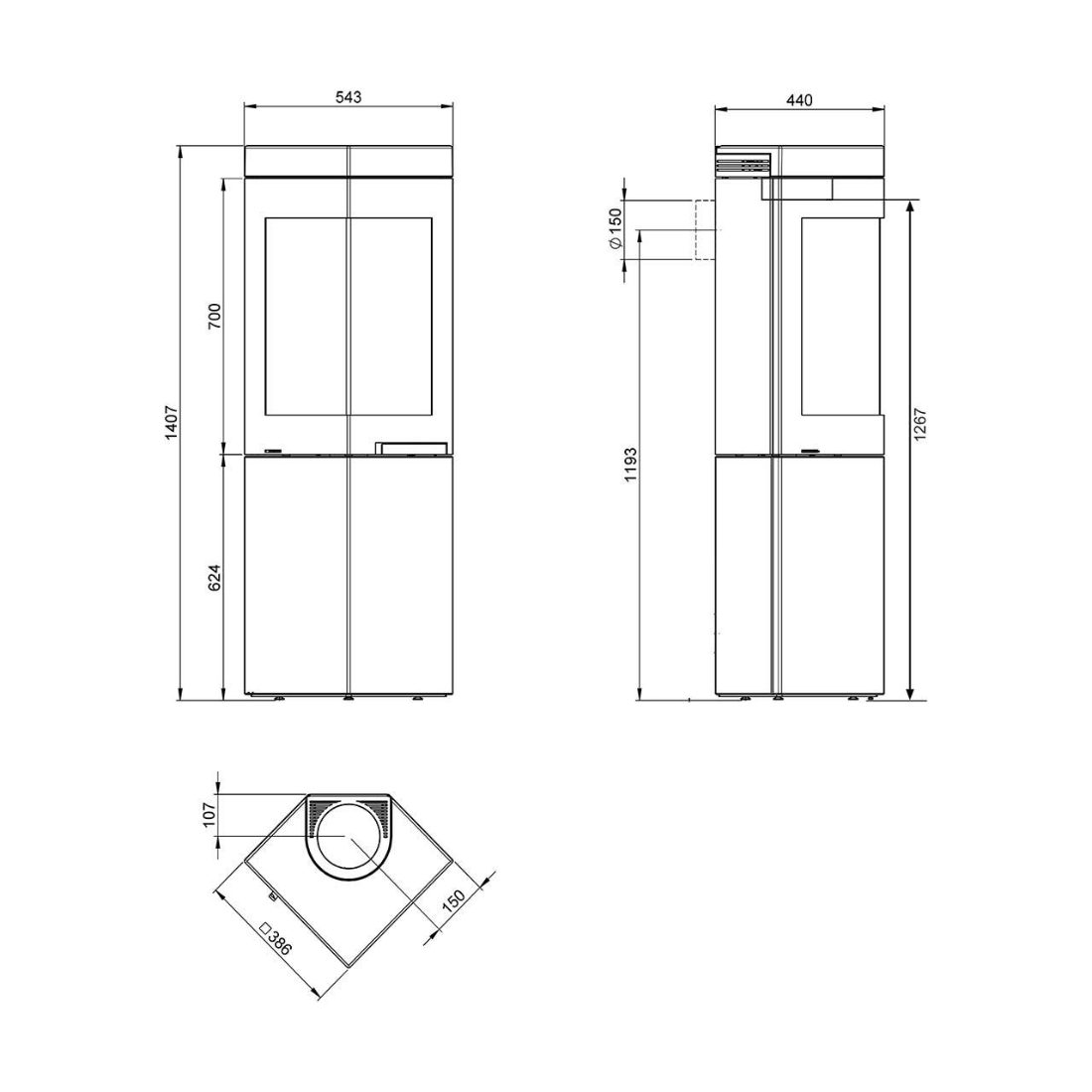 Kaminofen Nordpeis Quadro Colorado 6 kW – Image 4