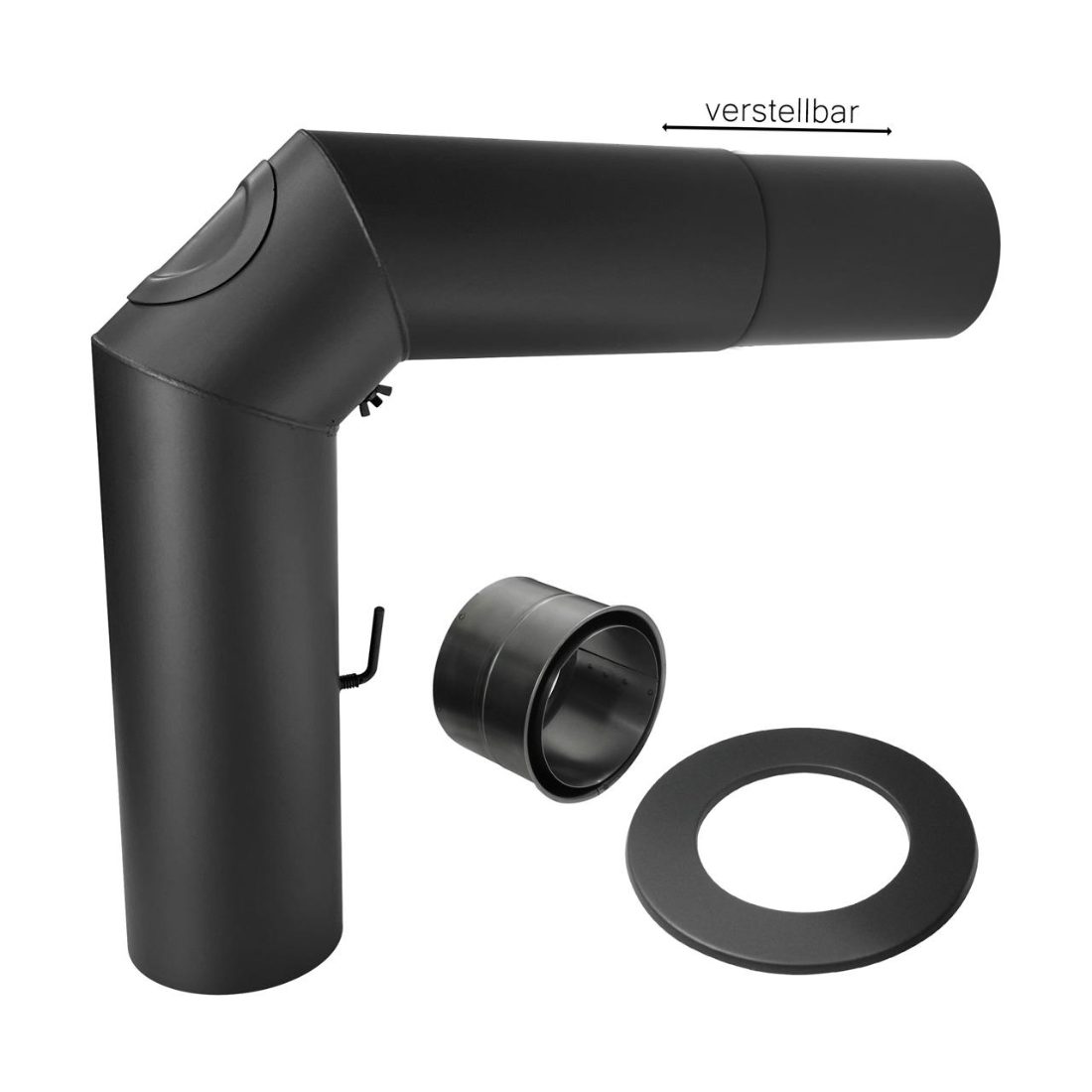 Ofenrohr Rauchrohrset mit Schieberohr DN 120 mm Schwarz – Image 2