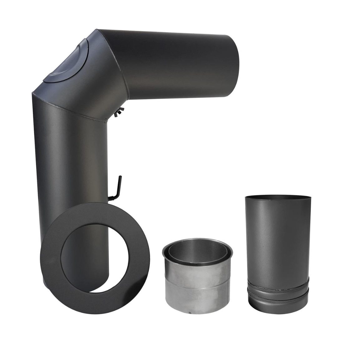 Ofenrohr Rauchrohrset mit Schieberohr DN 120 mm Schwarz – Image 3